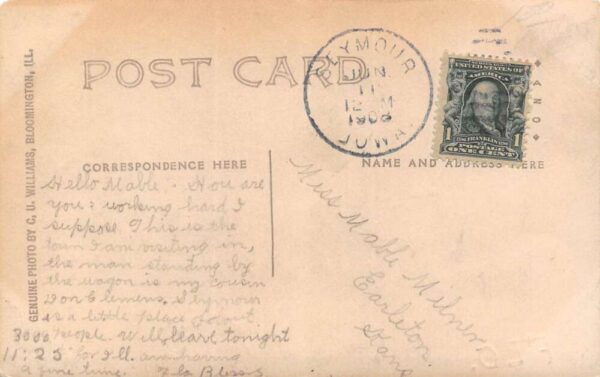 Seymour Iowa East Side Of Square Real Photo Vintage Postcard U5324 - Image 2