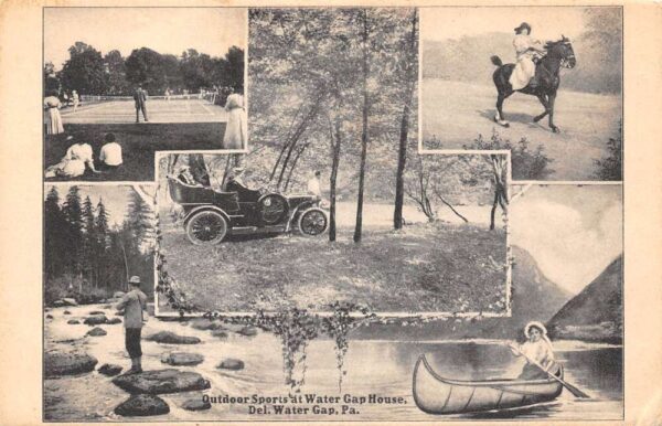 Delaware Water Gap Pennsylvania Outdoor Sports, Water Gap House Multi-View Lithograph PC U5384