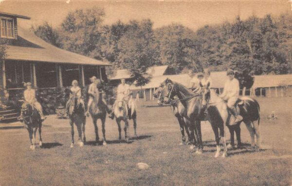 Pocono Pines Pennsylvania Horseback Riding At Pine Tree Camp Vintage PC U5449