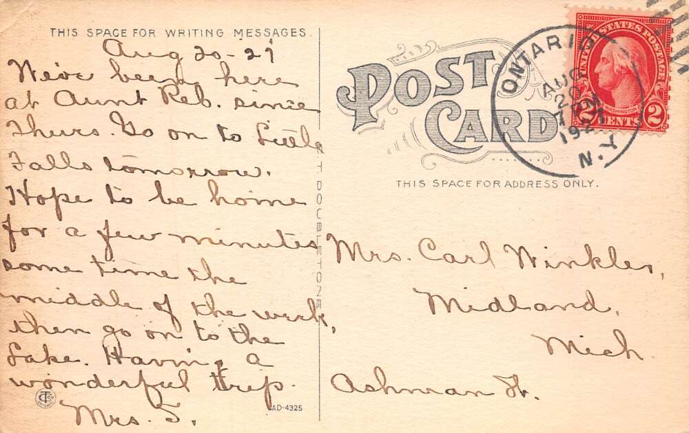 Ontario New York Main St., Looking East Street Car Shown Vintage Postcard U5525 - Image 2