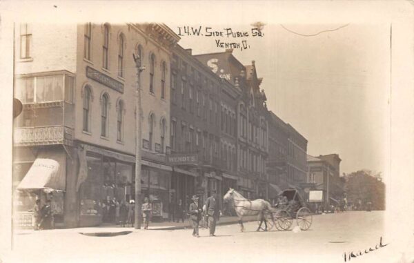 Kenton Ohio West Side Public Square Real Photo Vintage Postcard U5596