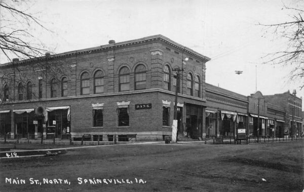 Springville Iowa Main Street North B/W Photo Print Vintage Postcard U5600
