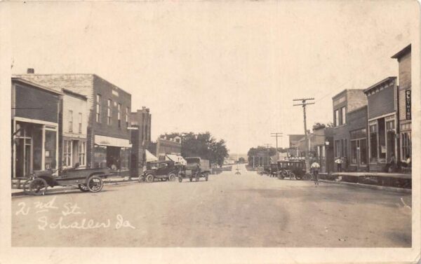 Schaller Iowa 2nd Street Real Photo Vintage Postcard U5602