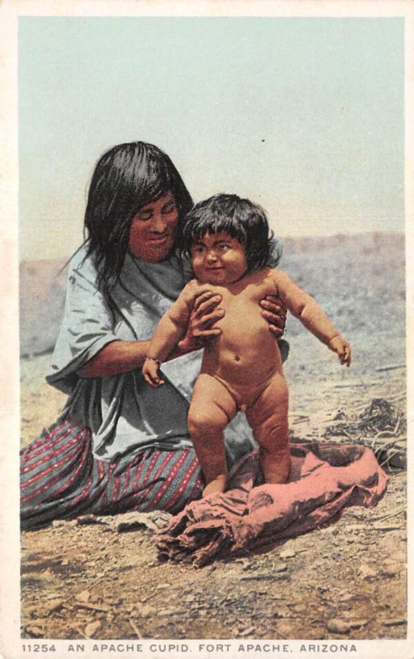 Fort Apache Arizona An Apache Cupid Color Lithograph Vintage Postcard U5613