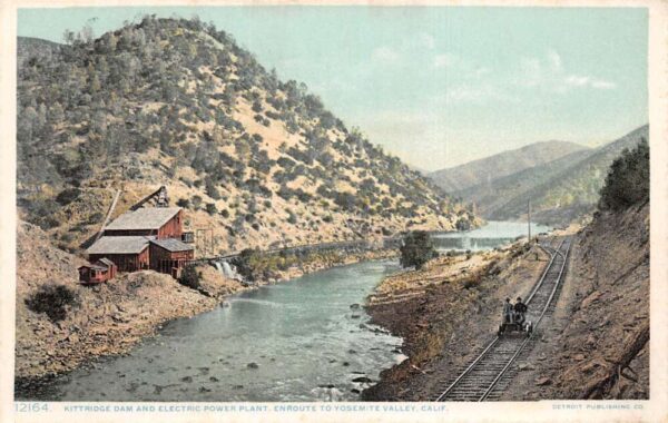 Yosemite Valley California Kittridge Dam & Electric Power Plant, Lithograph PC U5616