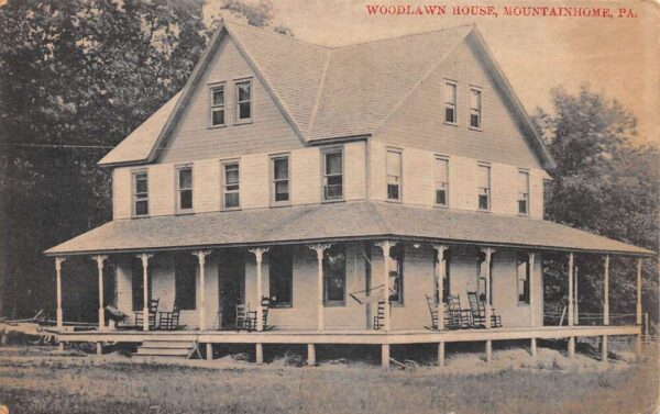 Mountain Home Pennsylvania Woodlawn House Sepia Tone Lithograph Postcard U5628