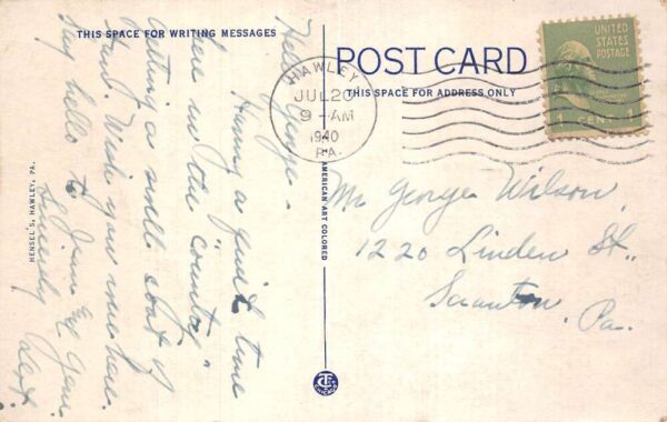 Lake Wallenpaupack Pennsylvania Fort Spinler Lithograph, White Border PC U5630 - Image 2