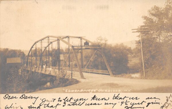 Unadilla New York Lower Bridge Real Photo Vintage Postcard U5658