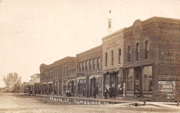 Cambridge Iowa Main Street Opera House Real Photo Postcard AA68893