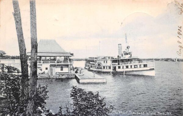 Thousand Island Park New York The Wharf Steamer Ship Vintage Postcard AA68895