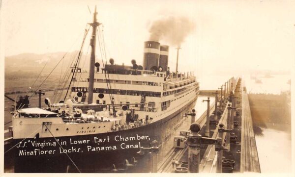 Panama Canal Miraflores Locks East Chamber SS Virginia Real Photo PC AA68907