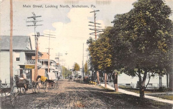 Nicholson Pennsylvania Main Street Looking North Vintage Postcard AA68912