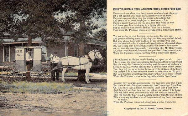 Fort Scott Kansas Postman Mailman Truck Poem Vintage Postcard AA68918