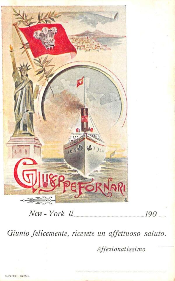 Giuseppe Fornari Italian Steamer Ship Statue of Liberty Postcard AA68925