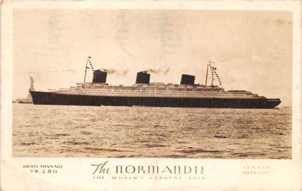 The Normandie Steam Ship Steamer Real Photo Vintage Postcard AA68941
