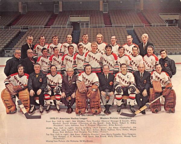 Baltimore Clippers Hockey Team Photo 1970 8x10 Print Vintage AA68953