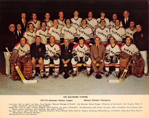 Baltimore Clippers Hockey Team Photo 1971 8x10 Print Vintage AA68955
