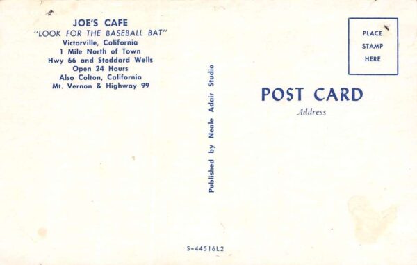 Victorville California Joe's Cafe Multi-View Chrome Vintage Postcard U5801 - Image 2