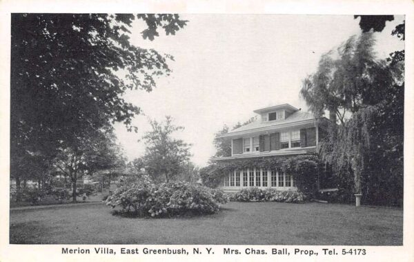 East Greenbush New York Merion Villa B/W Photo Print Vintage Postcard U5820