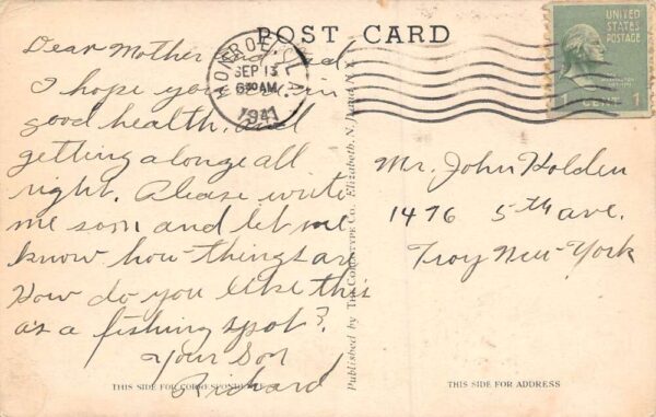 Winfield Louisiana Saline Lake B/W Lithograph Vintage Postcard U5828 - Image 2