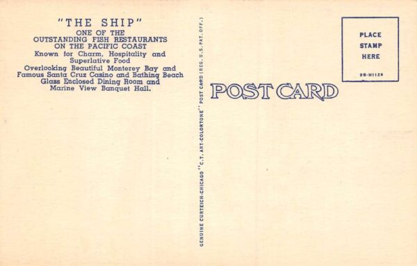Santa Cruz California The Ship Restaurant Multi-View Linen Vintage PC U5834 - Image 2