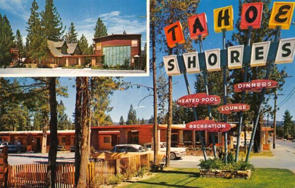 Bijou California Tahoe Shores Motel Photochrome Vintage Postcard U5837