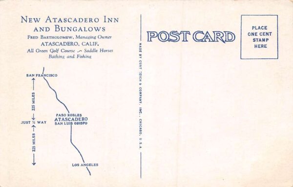 Atascadero California New Atascadero Inn & Bungalows Color Litho. PC U5849 - Image 2
