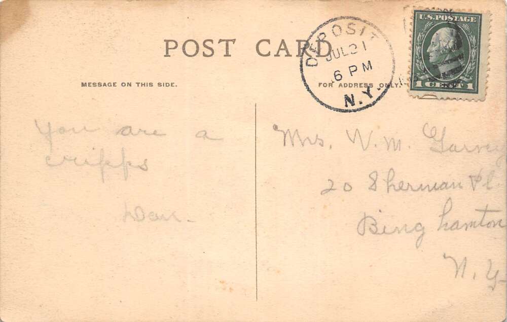 Oquaga Lake New York View Showing Scott's Dock B/W Lithograph Vintage PC U5860 - Image 2