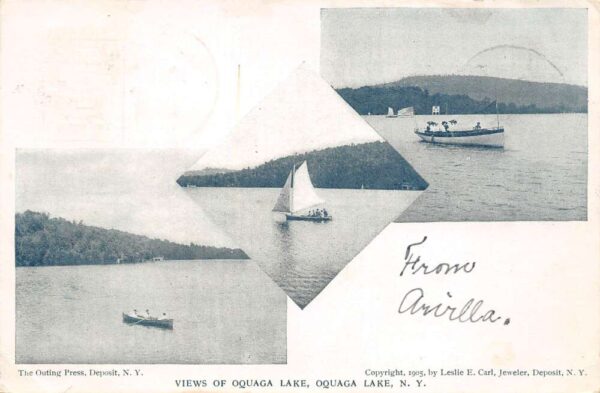 Oquaga Lake New York Views Of Oquaga Lake Multi-View Lithograph Vintage PC U5861