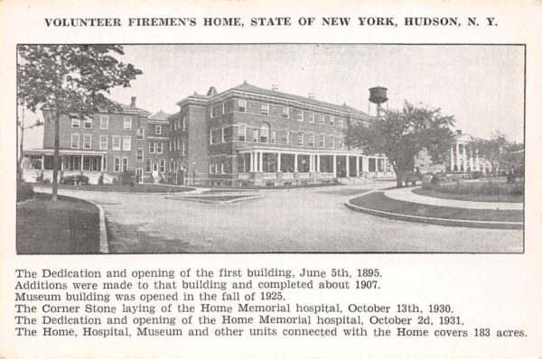 Hudson New York Volunteer Firemen's Home, B/W Photo Print Vintage PC U5864