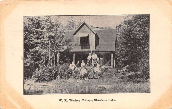 Livingston Manor New York W.R. Woolsey Cottage, B/W Lithograph Vintage PC U5869
