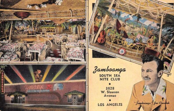 Los Angeles California Zamboanga South Sea Nite Club Multi-View Linen PC U5871