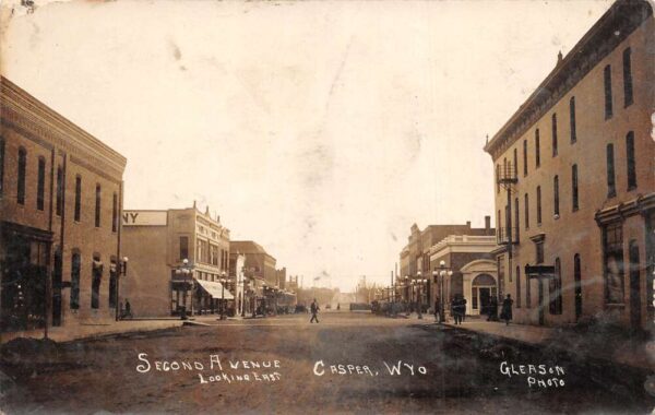 Casper Wyoming 2nd Avenue, Looking East, Real Photo Vintage Postcard U5891