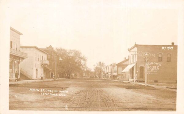 Lone Rock Wisconsin Main Street, Looking North Real Photo Vintage Postcard U5900