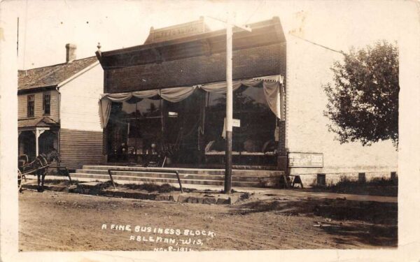Ableman Wisconsin Business Block Real Photo Vintage Postcard U5902