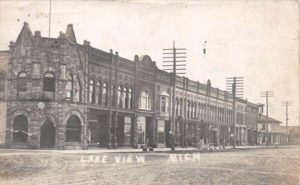 Lake View Michigan Town View Real Photo Vintage Postcard U5904
