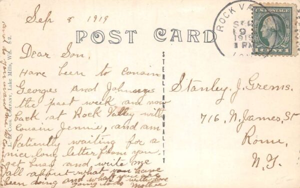 Rock Valley Iowa Business Block, Drug Store Real Photo Vintage Postcard U5908 - Image 2
