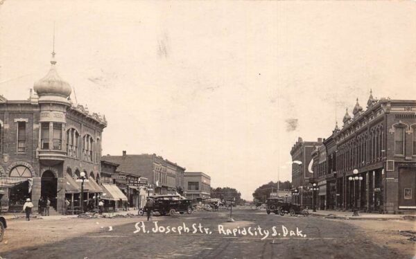Rapid City South Dakota St. Joseph Street Real Photo Vintage Postcard U5953