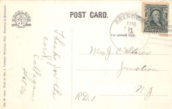 Waupun Wisconsin Main Street, B/W Lithograph Vintage Postcard U5989 - Image 2