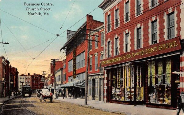Norfolk Virginia Business Center, Church St., 5 & 10 Cent Store Vintage PC U5990