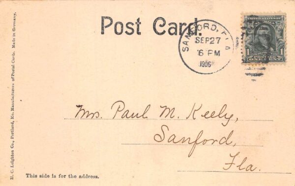 Daytona Florida Beach Street, Sepia Tone Lithograph Vintage Postcard U5999 - Image 2