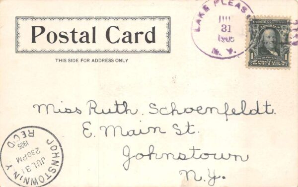 Lake Pleasant New York Sacandaga Hotel, Undivided Back Vintage Postcard U6025 - Image 2
