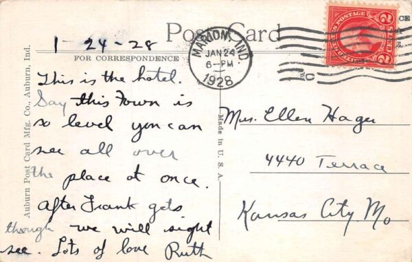 Marion Indiana Marine Room, Hotel Spencer, Photo Print Vintage Postcard U6038 - Image 2