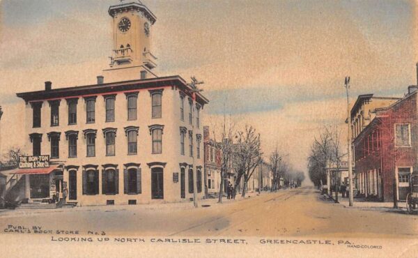 Greencastle Pennsylvania Looking North, Carlisle St., Color Lithograph PC U6068