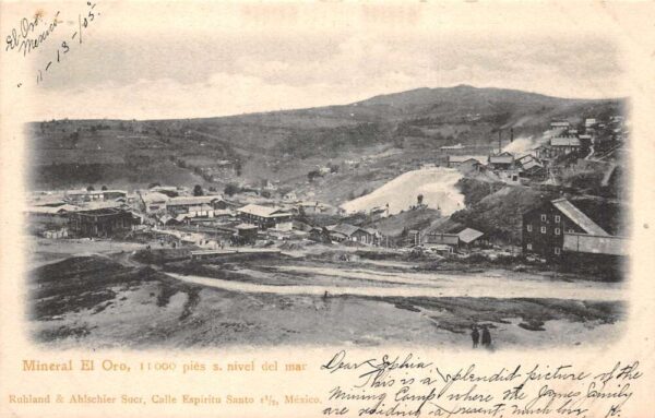 El Oro Mexico Mining Camp Birds Eye View Vintage Postcard AA68980