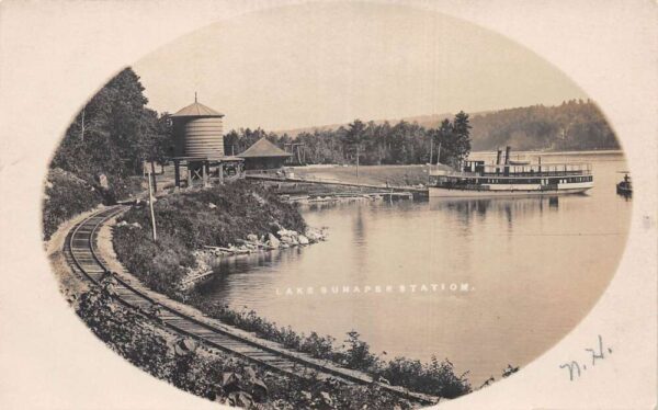 Lake Sunapee New Hampshire Train Station and Steamer Dock Real Photo PC AA68988