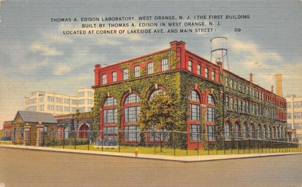 West Orange New Jersey Thomas Edison Laboratory Linen Vintage Postcard AA68997