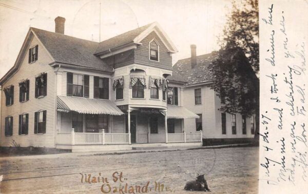 Oakland Maine Main Street Oakland Hotel Real Photo Postcard AA69002