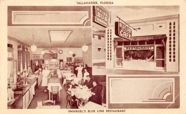 Tallahassee Florida Emanuel's Blue Line Restaurant, Multi-View Vintage PC U6088