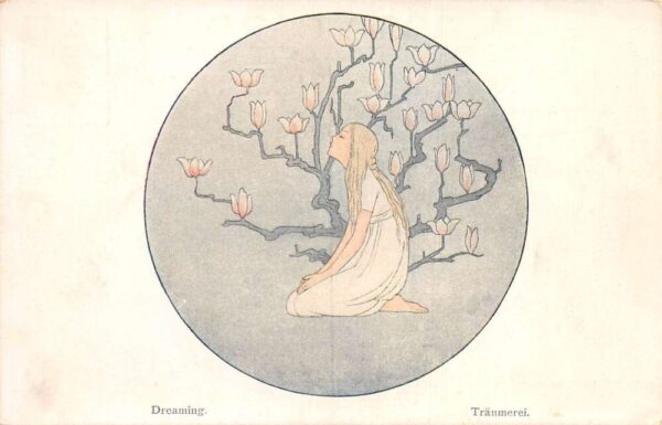 Dreaming by Willebeek Le Mair Schumman Traumerei Girl with Flowers PC AA69016